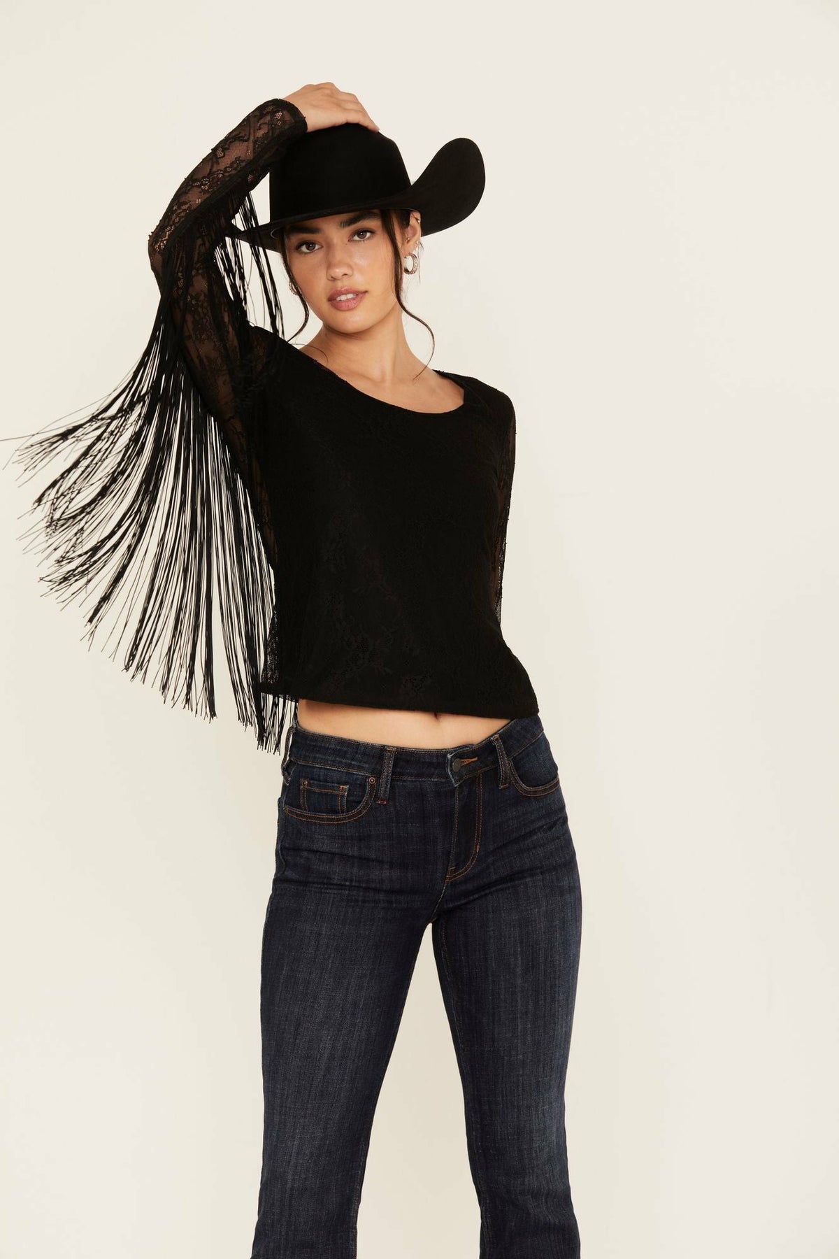 Russello Lace Fringe Long Sleeve Shirt