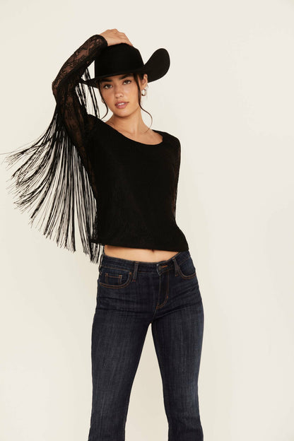 Russello Lace Fringe Long Sleeve Shirt
