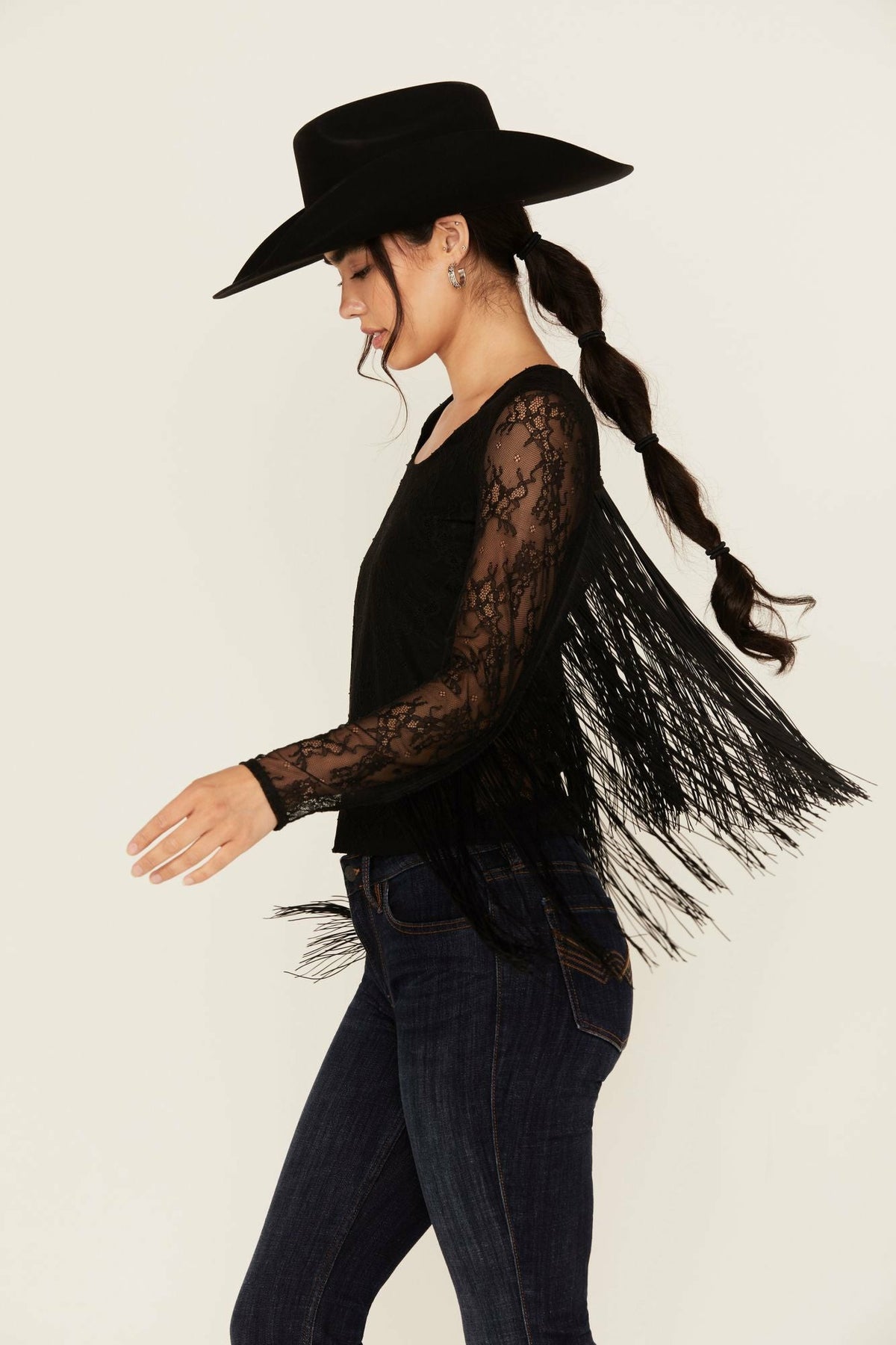 Russello Lace Fringe Long Sleeve Shirt