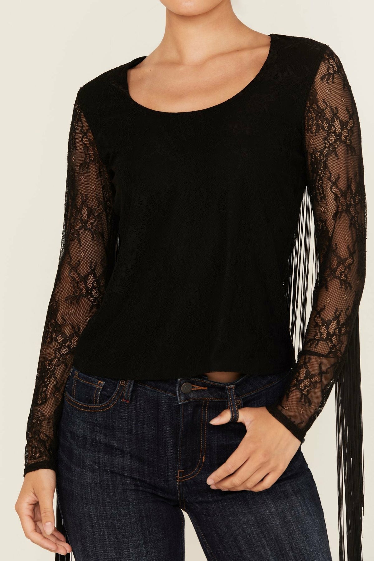 Russello Lace Fringe Long Sleeve Shirt