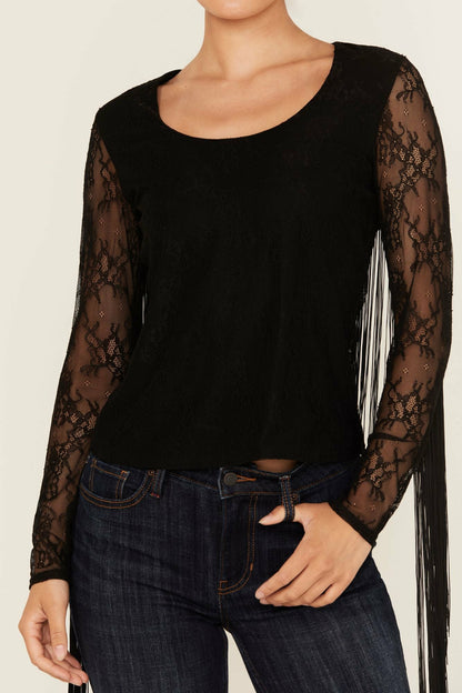 Russello Lace Fringe Long Sleeve Shirt