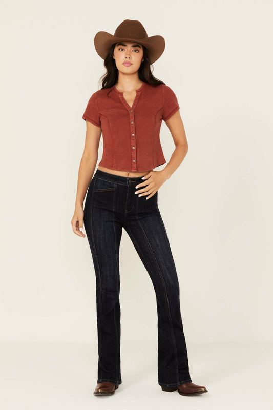 Fontana Dark Wash Legend High Rise Bootcut Comfort Stretch Denim Jeans