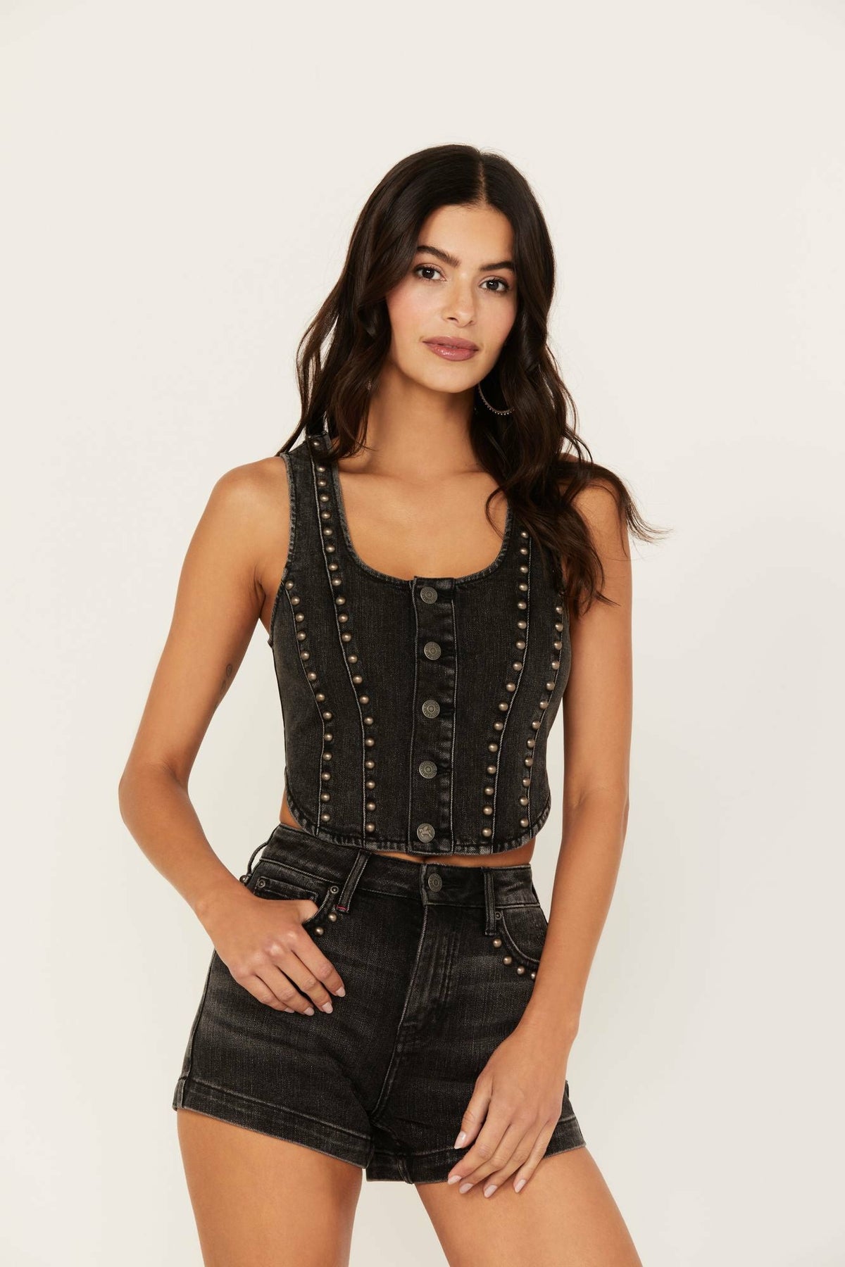 Delrose Drive Studded Denim Vest