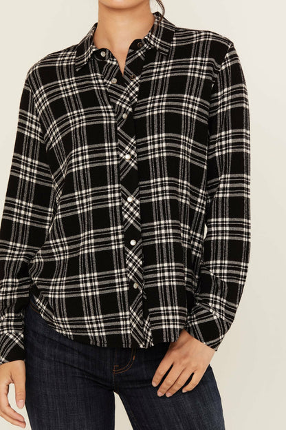 Featherlight Plaid Print Long Sleeve Pearl Snap Western Shirt