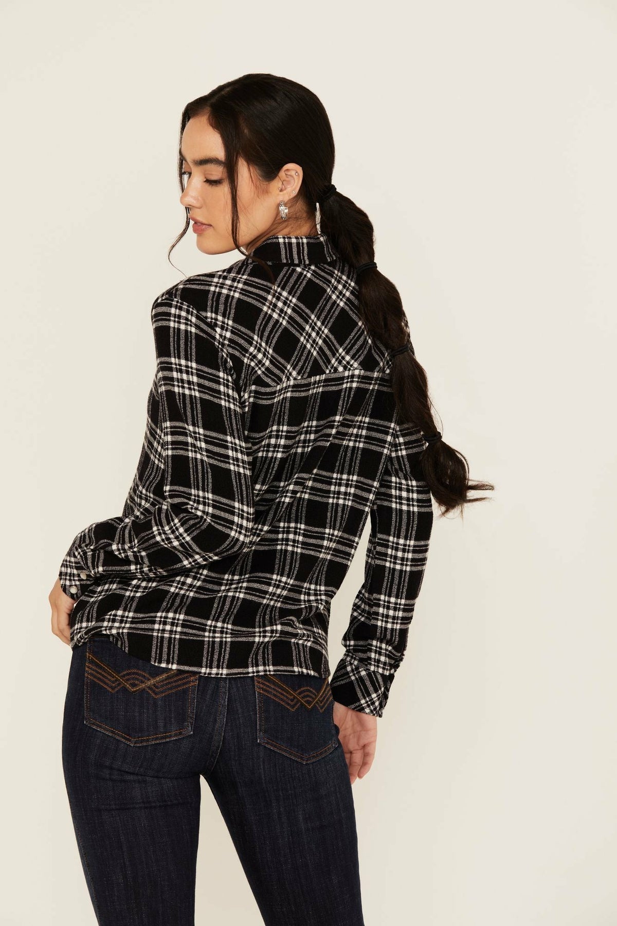 Featherlight Plaid Print Long Sleeve Pearl Snap Western Shirt