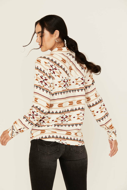 Maplegrove Featherlight Southwestern Print Long Sleeve Pearl Snap Western Shirt