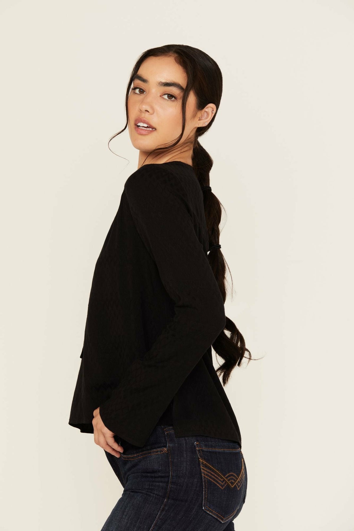 Buckeye Jacquard Long Sleeve Top