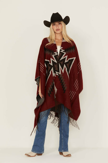 McDowell Southwestern Print Reversible Fringe Shawl
