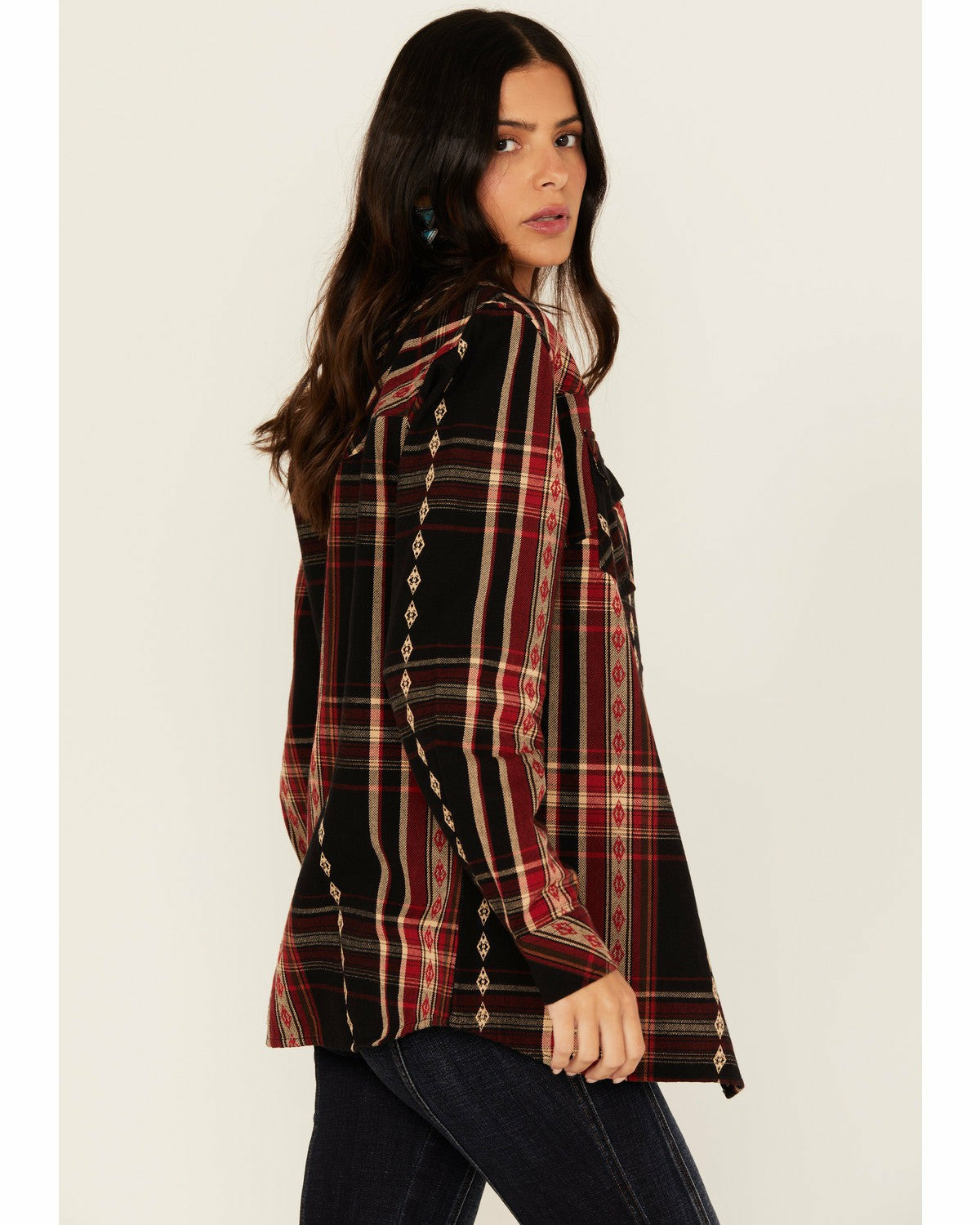 Glenmond Dobby Plaid Print Long Sleeve Snap Flannel Shirt