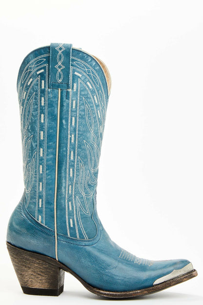 Retro Rock Teal Western Boots - Round Toe