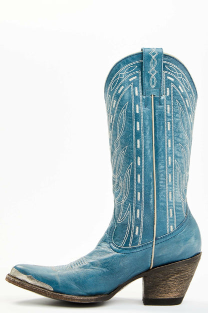 Retro Rock Teal Western Boots - Round Toe