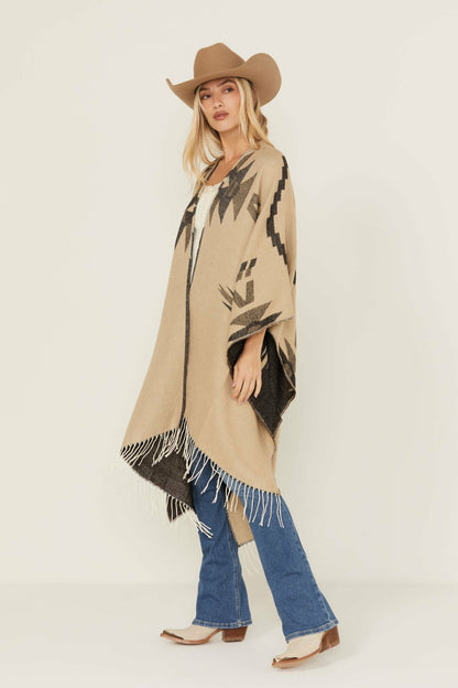 Waterford Southwestern Print Reversible Fringe Shawl
