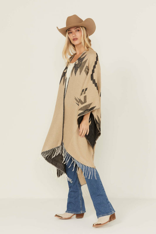 Waterford Southwestern Print Reversible Fringe Shawl