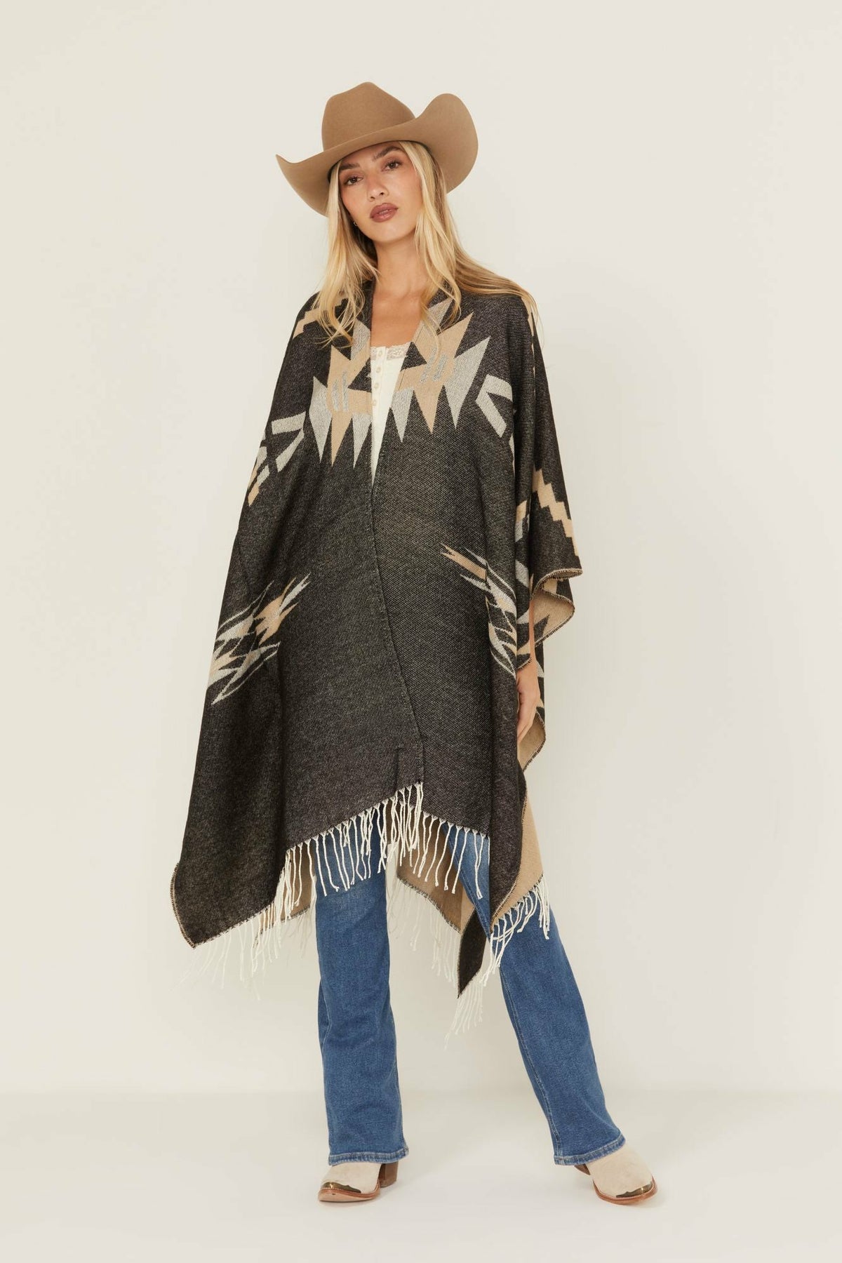 Waterford Southwestern Print Reversible Fringe Shawl