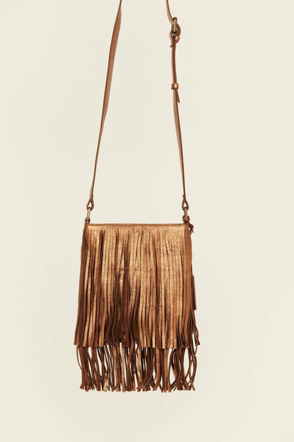 Camarillo Metallic Fringe Suede Crossbody Bag