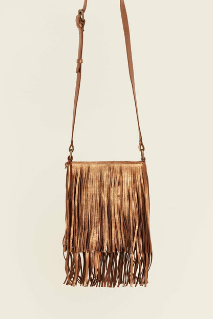 Camarillo Metallic Fringe Suede Crossbody Bag