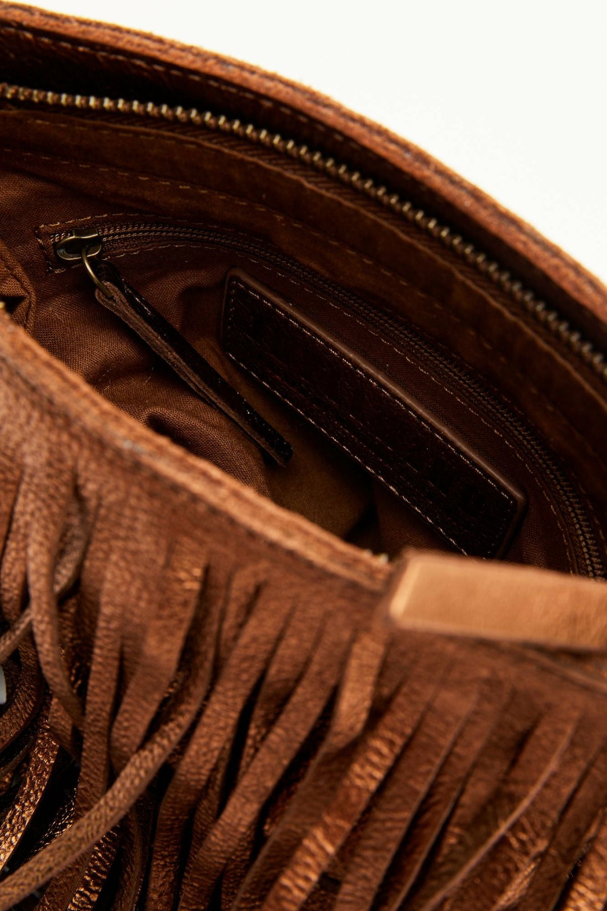 Camarillo Metallic Fringe Suede Crossbody Bag