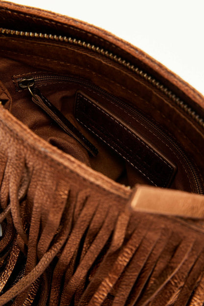 Camarillo Metallic Fringe Suede Crossbody Bag