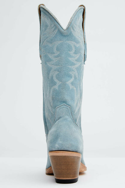 Charmed Life Blue Suede Western Boots - Round Toe