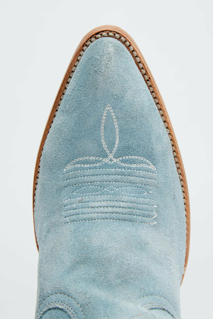Charmed Life Blue Suede Western Boots - Round Toe