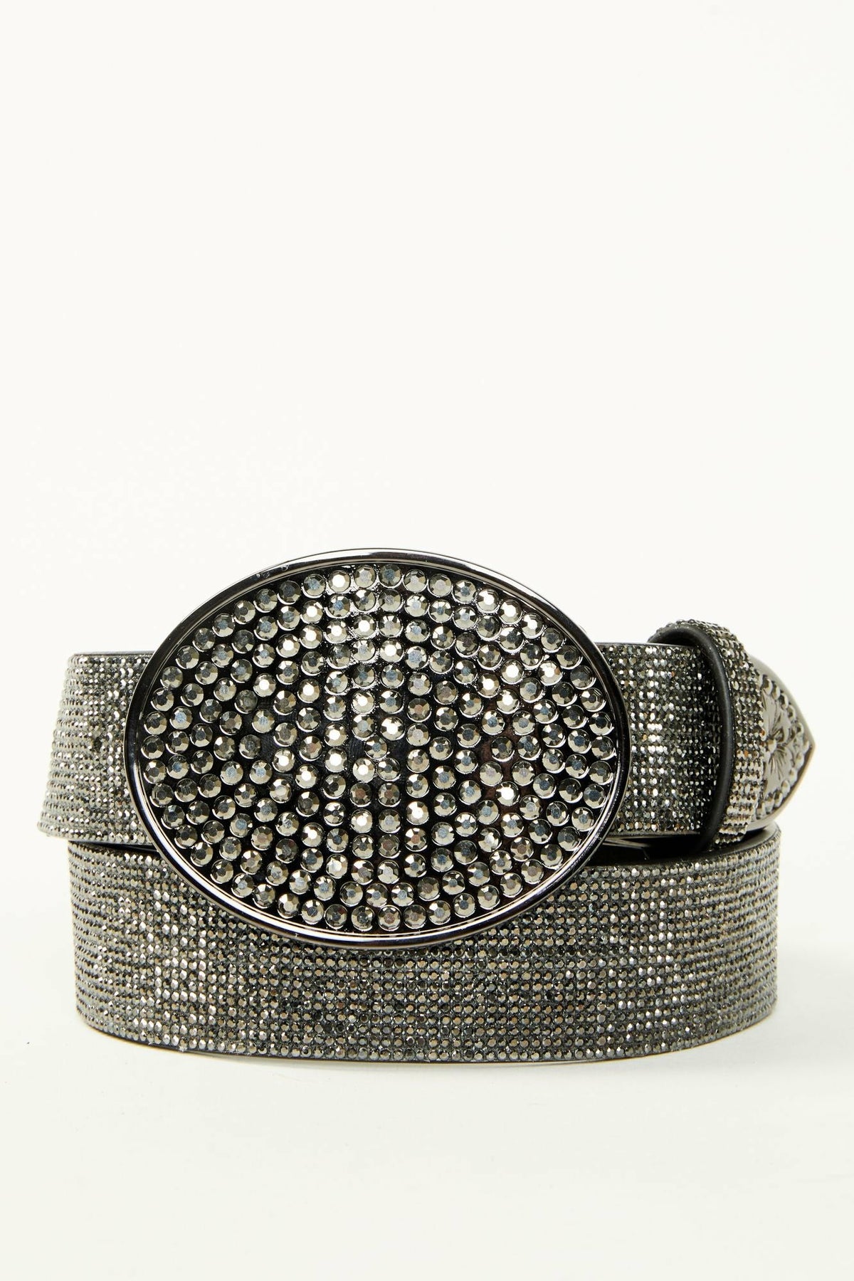 Lovell Black Rhinestone Oval Buckle Belt