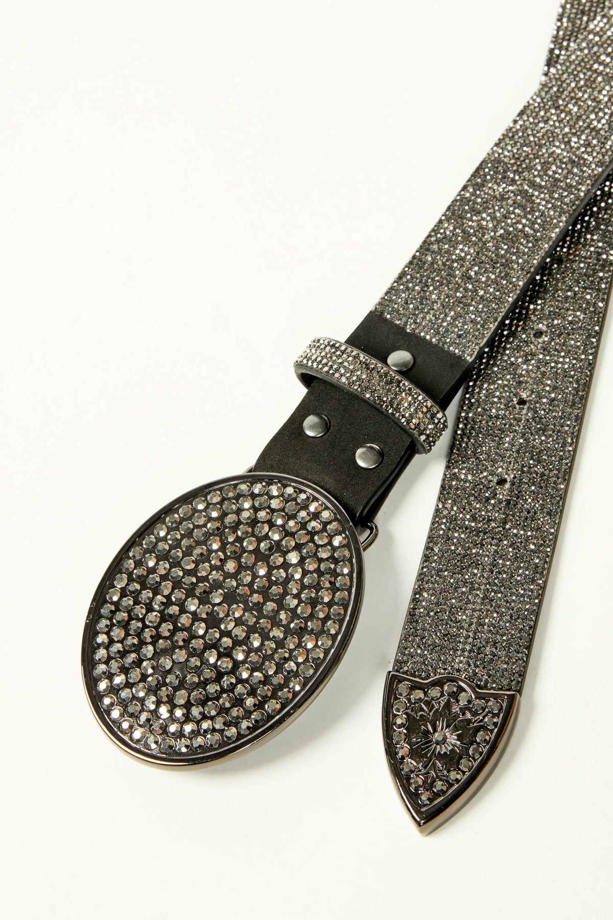 Lovell Black Rhinestone Oval Buckle Belt