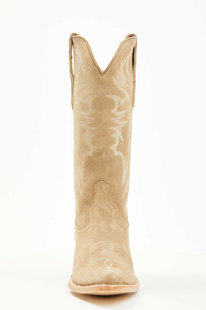 Charmed Life Tan Suede Western Boots - Round Toe