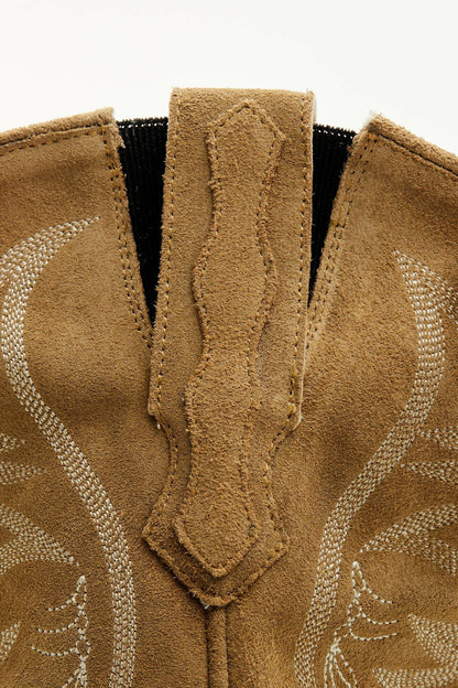 Charmed Life Tan Suede Western Boots - Round Toe
