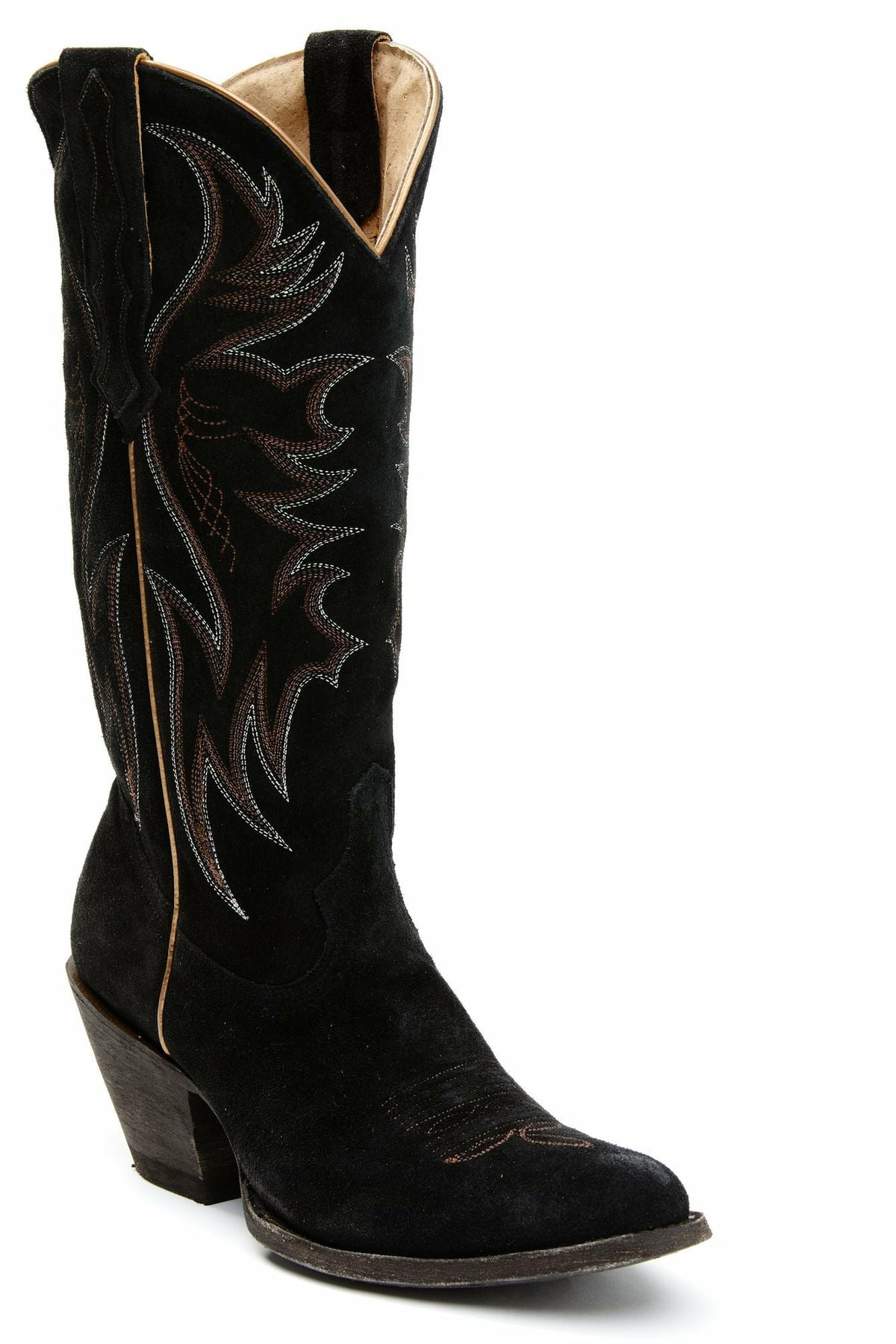 Charmed Life Black Suede Western Boots - Round Toe