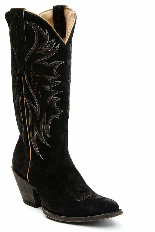 Charmed Life Black Suede Western Boots - Round Toe