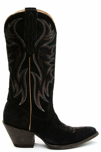 Charmed Life Black Suede Western Boots - Round Toe