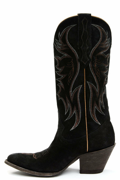 Charmed Life Black Suede Western Boots - Round Toe