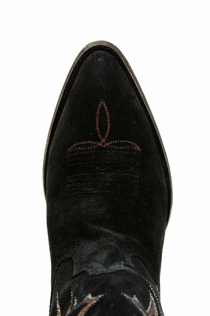 Charmed Life Black Suede Western Boots - Round Toe
