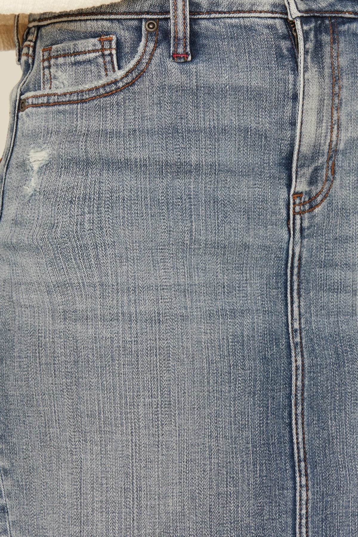 Ivywood Medium Wash Super Stretch Denim Mini Skirt