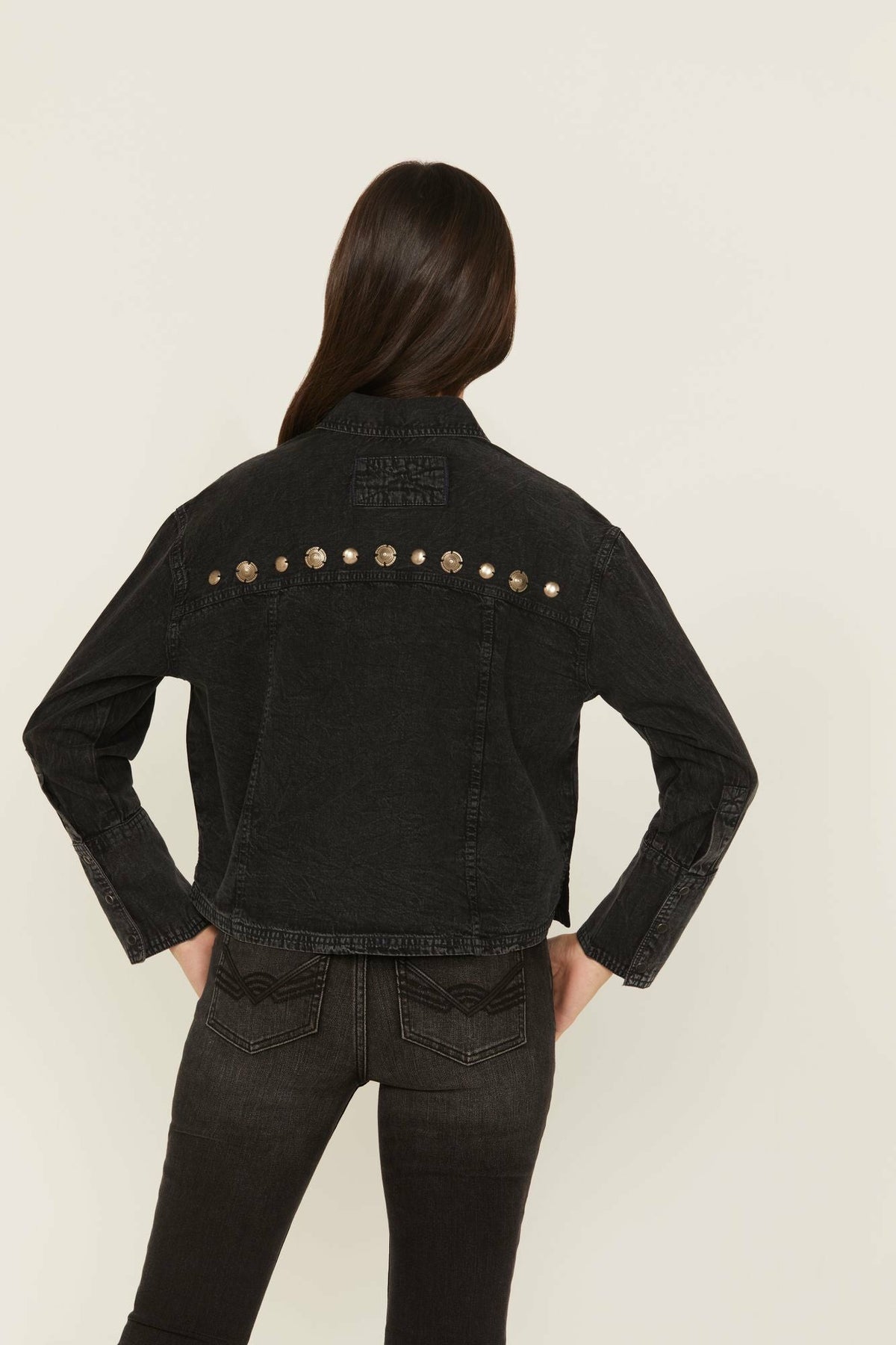 Concho Embellished Long Sleeve Snap Western Shirt