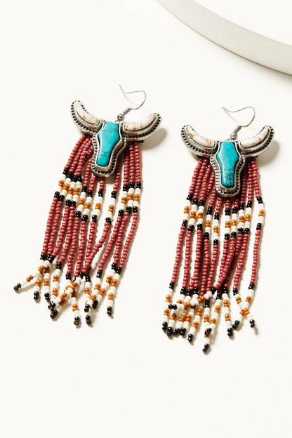 Riverbend Seed Bead Fringe Earrings