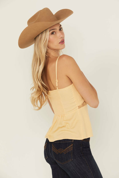 Lace Inset Tie-Front Cami