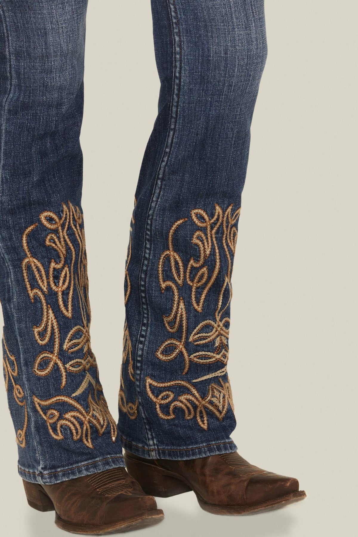 Hawkins Dark Wash Rebel Mid Rise Boot Stitch Super Stretch Denim Jeans