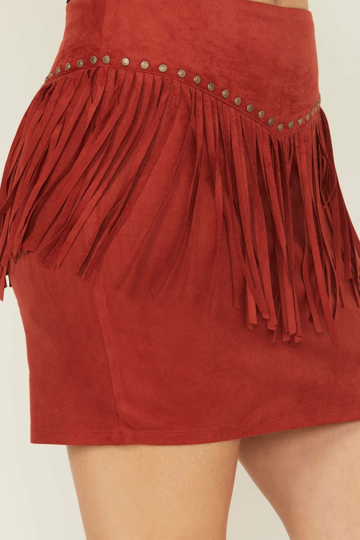 Wylie Studded Fringe Faux Suede Mini Skirt