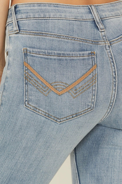 Arden Light Wash Rebel Mid Rise Bootcut Super Stretch Denim Jeans