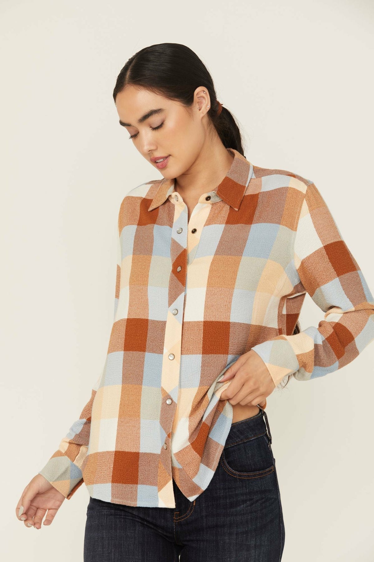 Coppell Plaid Print Long Sleeve Snap Western Shirt
