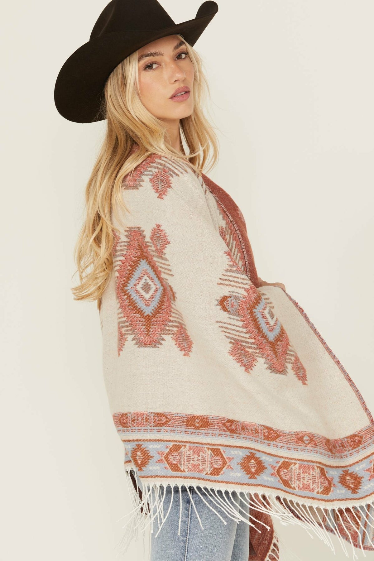 Austin Southwestern Print Fringe Shawl