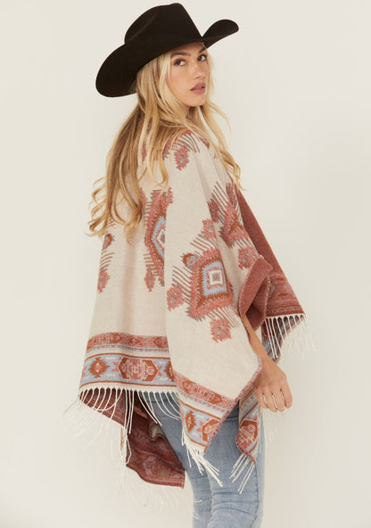 Austin Southwestern Print Fringe Shawl