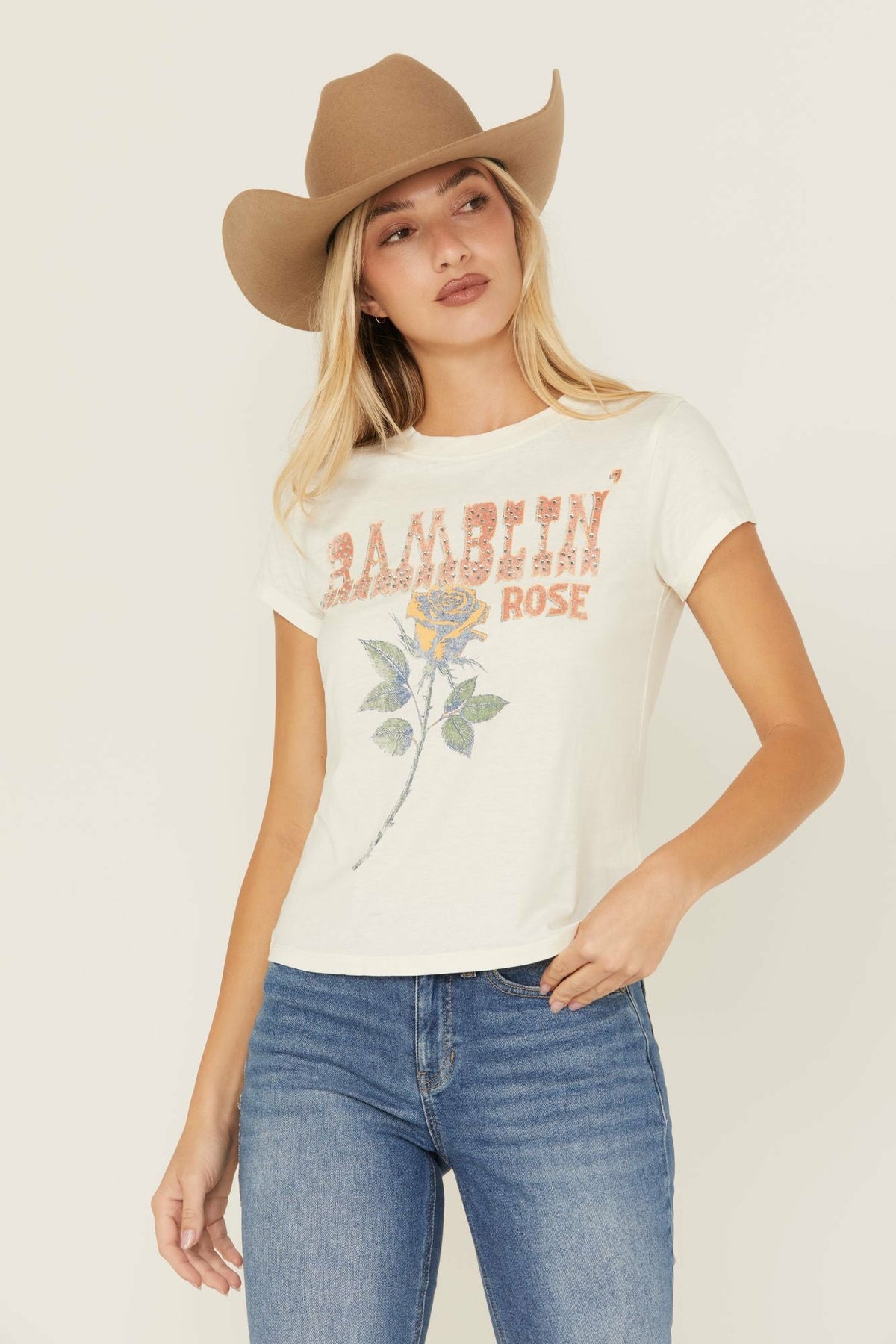 Ramblin' Rose Trusty Embellished Short Sleeve Graphic Tee
