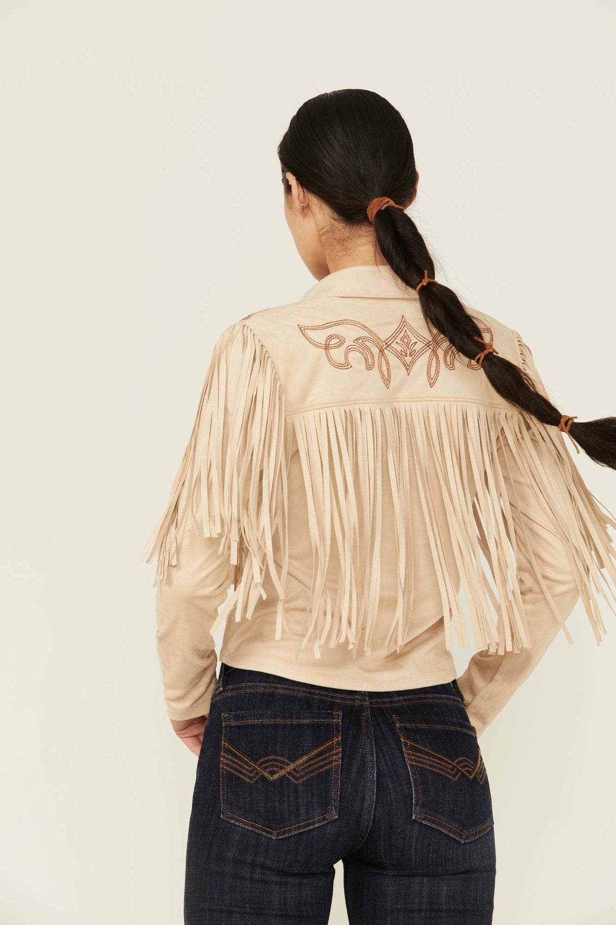 Fringe Embroidered Long Sleeve Button-Down Western Shirt