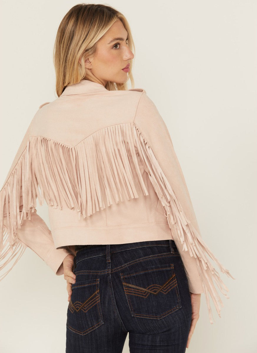 Odessa Faux Suede Fringe Moto Jacket