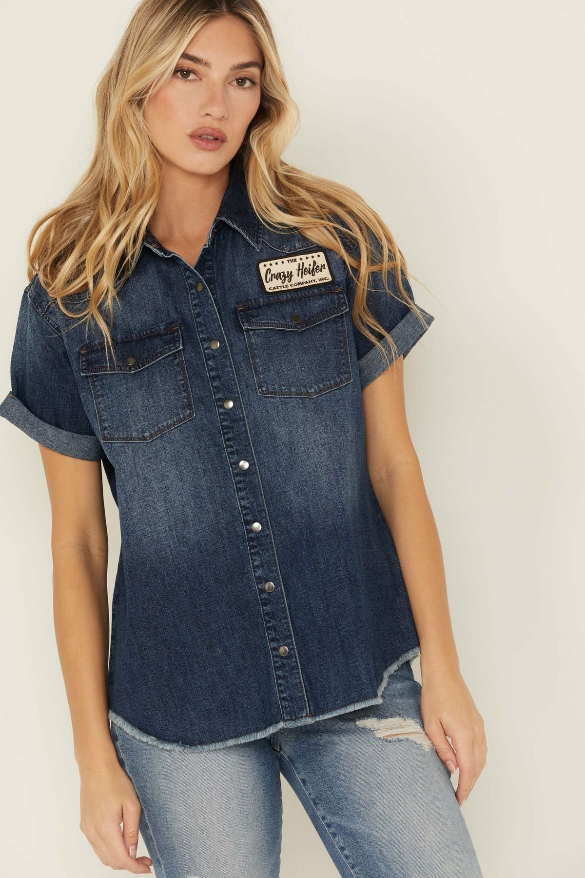 Ellwood Dark Wash Short Sleeve Denim Shirt