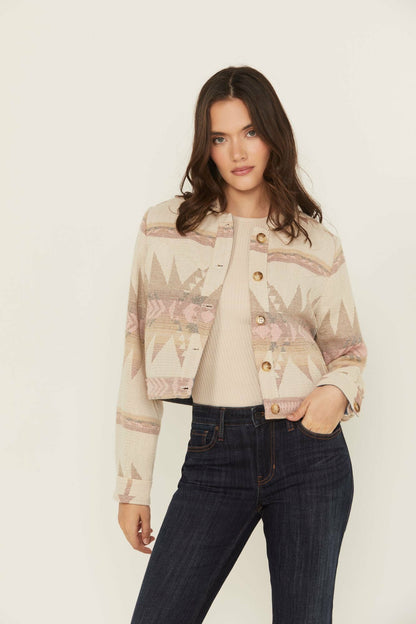 Mercer Southwestern Print Cropped Shacket