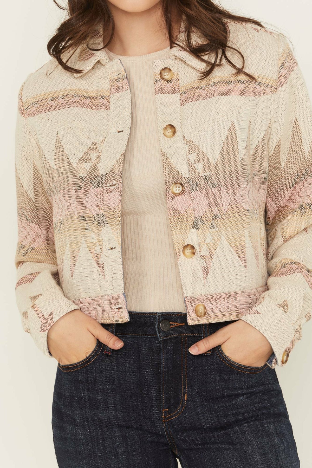 Mercer Southwestern Print Cropped Shacket