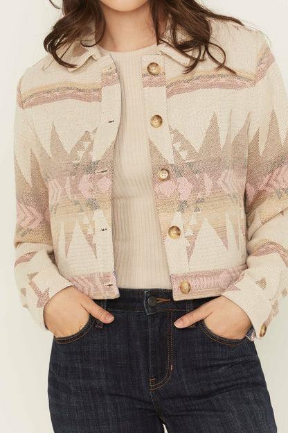 Mercer Southwestern Print Cropped Shacket
